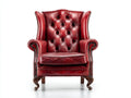 Sillón orejero tapizado 90x88x110 cm - rojo oscuro-marrón oscuro - capitoné clásico con brazos enrollados