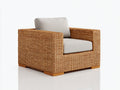 Sillones de ratán 96x92x84 cm - marrón natural-beige - diseño cuadrado con brazos anchos