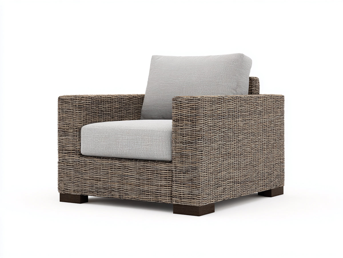 Sillones de ratán 92x88x82 cm - marrón grisáceo-gris claro - asiento acolchado y diseño moderno para exterior