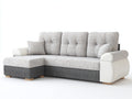 Sofás de esquina tapizado de tela 270x190x90 cm - gris claro-gris oscuro-blanco - chaise longue y diseño moderno