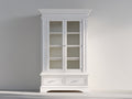 Vitrina de madera y vidrio 110x45x200 cm - Blanco - 2 puertas 2 cajones y diseño clásico