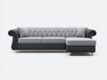 Sofás de esquina tapizados 270x180x86 cm - Gris claro-Negro-Plateado - Capitonné y chaise longue de diseño clásico