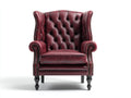Sillón orejero de cuero 92x94x118 cm - Rojo burdeos - Capitonné y diseño clásico