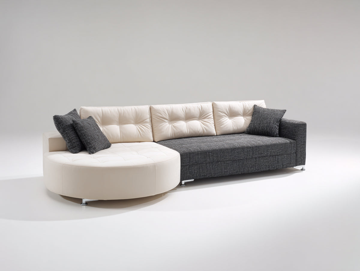 Sofá de esquina de tela 330x220x85 cm - blanco y gris oscuro - diseño moderno y cómodo