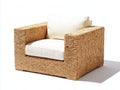 Sillones de ratán 95x90x85 cm - marrón natural-beige - diseño cuadrado con brazos anchos