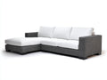 Sofás de esquina tapizados en tejido 285x180x85cm - Blanco y gris oscuro - Diseño moderno y confortable