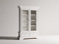 Vitrina de madera 110x45x190 cm - blanco - 2 puertas de cristal y 2 cajones de diseño clásico